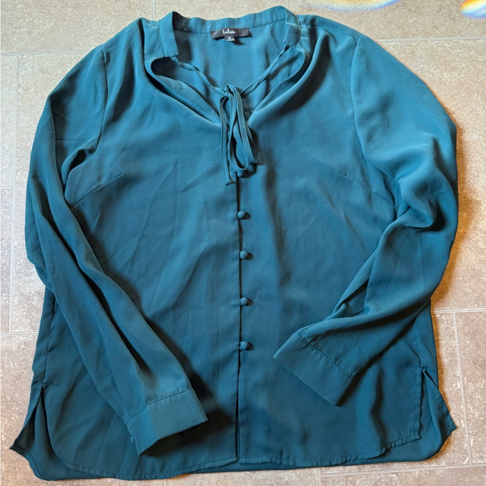 Teal Button-Up Blouse